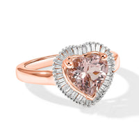 D'Joy Premium Pink Morganite, Diamond (0.26 cts) Ring in 18K Vermeil RG Over Sterling Silver (Size 10.0) 2.00 ctw