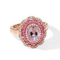 D'Joy Premium Pink Morganite, Multi Gemstone Ring in 18K Vermeil RG Over Sterling Silver (Size 10.0) 1.80 ctw