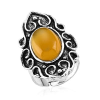 Austrian Yellow Crystal Ring in Silvertone (Adjustable)