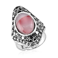 Rhodonite 25.00 ctw Ring in Silvertone (Adjustable)