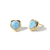 Larimar Solitaire Stud Push Post Earring Sterling Silver 3.40 ctw