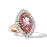 D'Joy Premium Pink Morganite, Multi Gemstone Ring in 18K Vermeil RG Over Sterling Silver (Size 6.0) 2.35 ctw