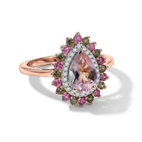 D'Joy Premium Pink Morganite, Multi Gemstone Ring in 18K Vermeil RG Over Sterling Silver (Size 10.0) 1.85 ctw
