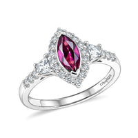 Certified & Appraised D'Joy Premium Radiant Ember Garnet, Moissanite Ring in Rhodium Over Sterling Silver (Size 10.0) 1.70 ctw