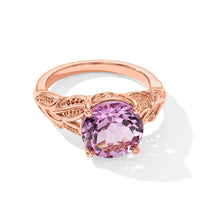 EverTrue Rose De France Amethyst 3.60 ctw Solitaire Ring in 18K RG Plated (Size 6.0)