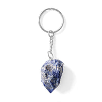 Sodalite 138.70 ctw Geode Keychain in Silvertone