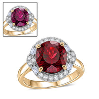 10K Yellow Gold AAA Usambara Color Change Garnet, Luxuriant Lab Grown Diamond (G-H, SI) (0.26 cts) Ring (Size 6.0) 3.79 ctw
