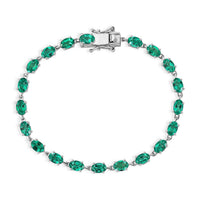 Luxuriant Premium Lab Grown Columbian Emerald Bracelet in Rhodium Over Sterling Silver (7.25 In) 8.35 ctw