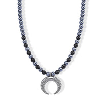 Terahertz and Shungite 210.00 ctw, Austrian Crystal Beaded Moon Necklace (18-20 Inches) in Silvertone and Stainless Steel