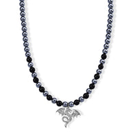 Terahertz and Shungite 210.00 ctw, Austrian Crystal Beaded Dragon Necklace (18-20 Inches) in Silvertone and Stainless Steel
