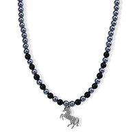 Terahertz and Shungite 210.00 ctw, Austrian Crystal Beaded Horse Necklace (18-20 Inches) in Silvertone and Stainless Steel