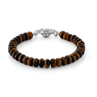 Yellow Tiger's Eye Beaded Bracelet in Stainless Steel (7.50-9.00In) 80.00 ctw