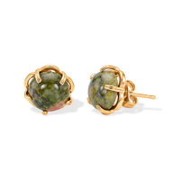 Unakite 5.50 ctw Earrings in Goldtone