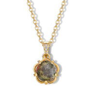Unakite and Simulated Diamond 4.00 ctw Necklace in Goldtone (19 Inches)