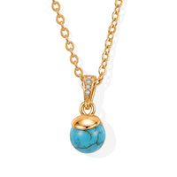 Blue Howlite and Simulated Diamond 4.00 ctw Necklace in Goldtone (19 Inches)