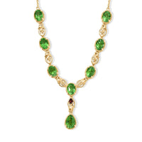 EverTrue Chartreuse Quartz, Orissa Rose Garnet Nature Bloom Necklace (18-20 Inches) in 18K YG Plated 12.85 ctw