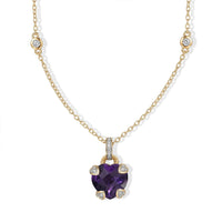 D''Joy African Amethyst and White Zircon 5.60 ctw Heart Necklace (18 Inches) in 18K Vermeil Yellow Gold Over Sterling Silver