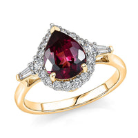 Certified & Appraised 10K Yellow Gold AAA Usambara Color Change Garnet, Luxuriant Lab Grown Diamond (G-H, SI) (0.42 cts) Ring (Size 10.0) 2.37 ctw