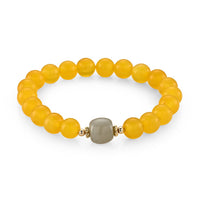 Yellow Agate 90.00 ctw Beaded Bracelet in Goldtone (6-6.5In)