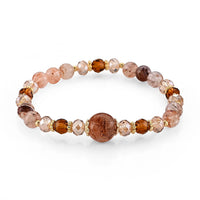 Multi Rutilated Quartz 40.00 ctw Beaded Bracelet in Goldtone (6-6.5In)