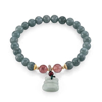 Green Jade 55.00 ctw Beaded Bracelet in Goldtone (6-6.5In)
