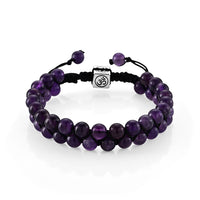 Amethyst Beaded Adjustable Bracelet in Silvertone (6-8In) 75.00 ctw