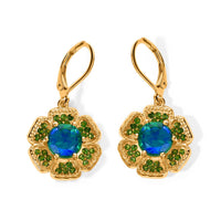 EverTrue Peacock Triplet Quartz, Chrome Diopside Earrings in 18K YG Plated 5.70 ctw