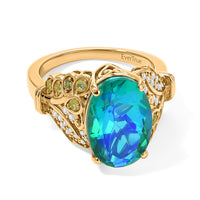 EverTrue Peacock Quartz, Multi Gemstone Ring in 18K YG Plated (Size 9.0) 6.80 ctw