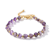 Multi Gemstone Beaded Heart Bracelet in Silvertone (7-9In) 18.00 ctw