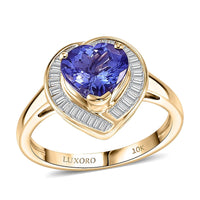 Luxoro 10K Yellow Gold Premium Tanzanite, Diamond (I2) (0.36 cts) Ring (Size 10.0) 2.15 ctw