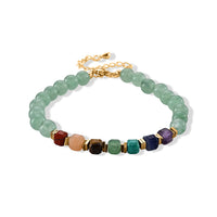 African Amethyst and Multi Gemstone Beaded Bracelet in Goldtone (7.50-9.50In) 40.00 ctw