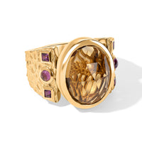 GP Premium Brazilian Citrine, Orissa Rhodolite Garnet Ring in 18K Vermeil YG Over Sterling Silver (Size 6.0) 9.50 ctw