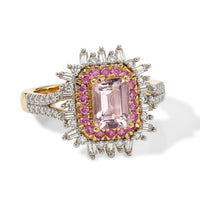 D'Joy Premium Pink Morganite, Multi Gemstone Ring in 18K Vermeil YG Over Sterling Silver (Size 10.0) 1.85 ctw