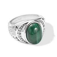 EverTrue African Malachite 18.00 ctw Solitaire Ring in Stainless Steel (Size 10.0)