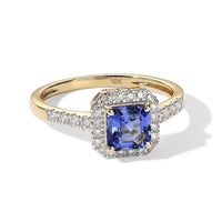 10K Yellow Gold Asscher Cut Premium Tanzanite, Luxuriant Lab Grown Diamond (G-H, SI) (0.23 cts) Ring (Size 10.0) 0.75 ctw