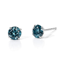 SGL Certified 10K White Gold Luxuriant Lab Grown Blue Diamond (IR) (SI) Solitaire Stud Earrings 2.00 ctw