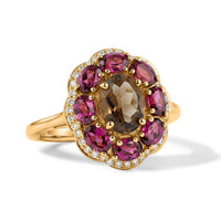 EverTrue Autumn Alexite, Multi Gemstone Twilight Fire Halo Ring in 18K YG Plated 3.40 ct,w.,..
