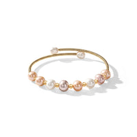 Multi Freshwater Cultured Pearl Cuff Beaded Bracelet in Silvertone (Adjustable)