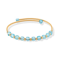 Blue Topaz 6.00 ctw Cuff Beaded Bracelet in Goldtone (Adjustable)