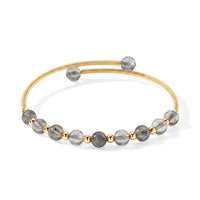 Grey Moonstone 6.00 ctw Cuff Beaded Bracelet in Goldtone (Adjustable)