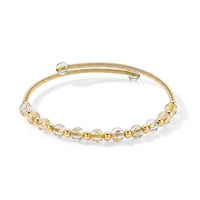 Golden Rutilated Quartz 6.00 ctw Cuff Beaded Bracelet in Goldtone (Adjustable)
