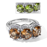 EverTrue Autumn Alexite, White Zircon Autumn Royale Trio Ring in Platinum Bond (Size 10.0) 4.50 ctw
