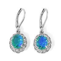 EverTrue Peacock Quartz, White Zircon Peacock Empress Earrings in Platinum Bond 4.00 ctw