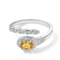 Citrine and Simulated Diamond 4.00 ctw Open Shank Ring in Silvertone (Adjustable)