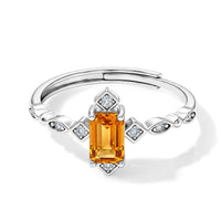 Citrine and Simulated Diamond 2.20 ctw Ring in Silvertone (Adjustable)