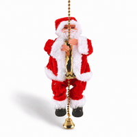 Livmore Red Musical Climbing Santa Toy with Light Up Head (3xAA Battery Not Included)