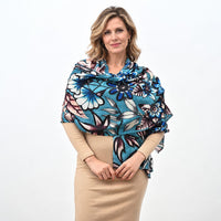 La Marey Denim Delight Signature 100% Cashmere Digital Printed Scarf