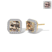 Certified & Appraised Luxoro 10K Yellow Gold Asscher Cut AAA Turkizite, Diamond (I2) (0.35 cts) Earrings 4.40 ctw