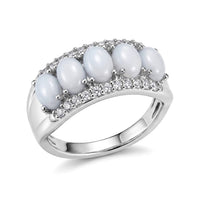 EverTrue Oregon Blue Opal and White Zircon 2.60 ctw 5 Stone Ring in Platinum Bond (Size 10.0)