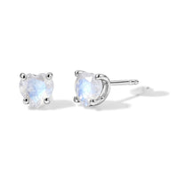 EverTrue Rainbow Moonstone 1.60 ctw Solitaire Stud Push Post Earrings in Platinum Bond